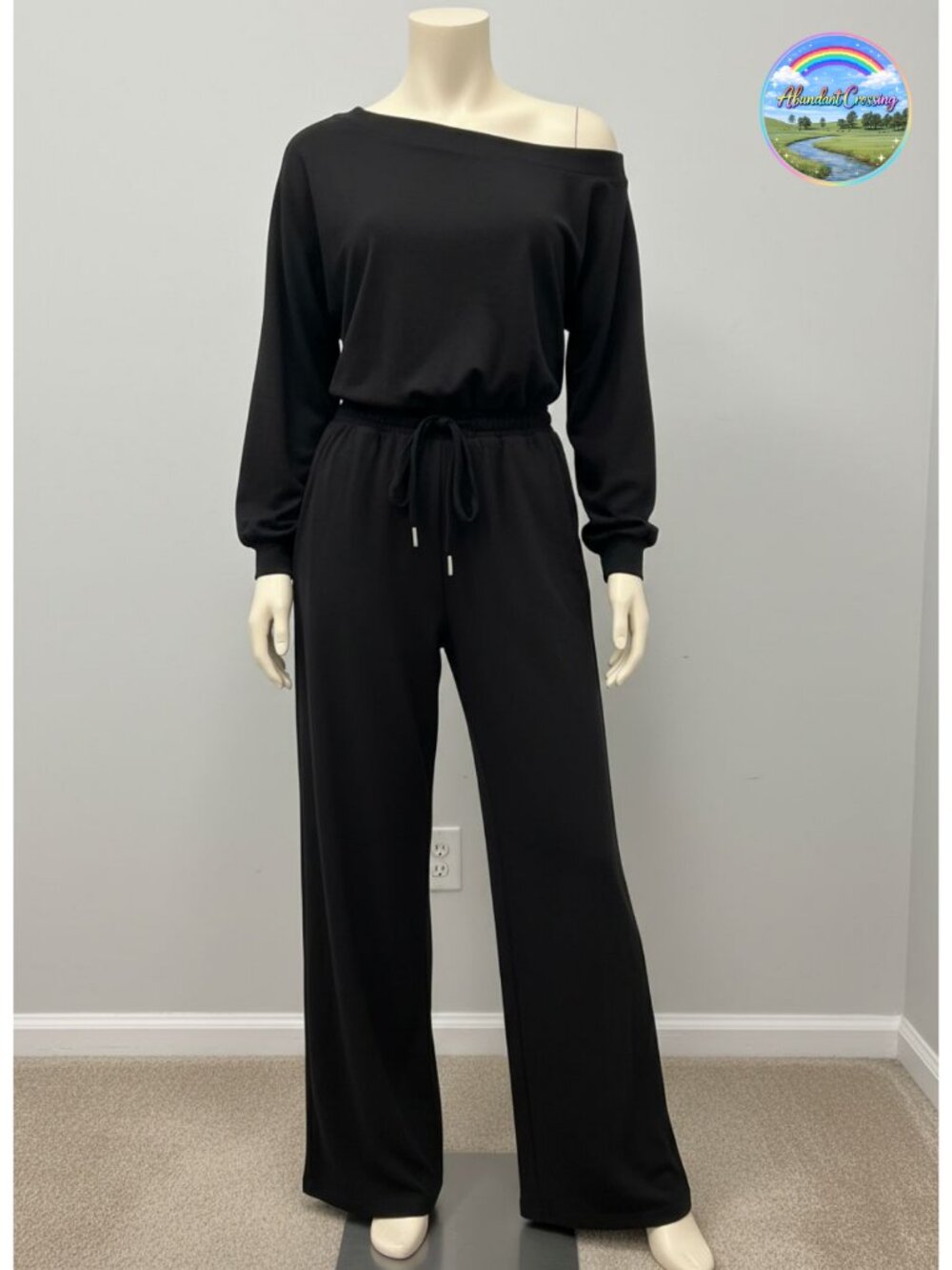 PRETTYGARDEN Off Shoulder Long Sleeve Wide Leg Jumpsuit with Pockets